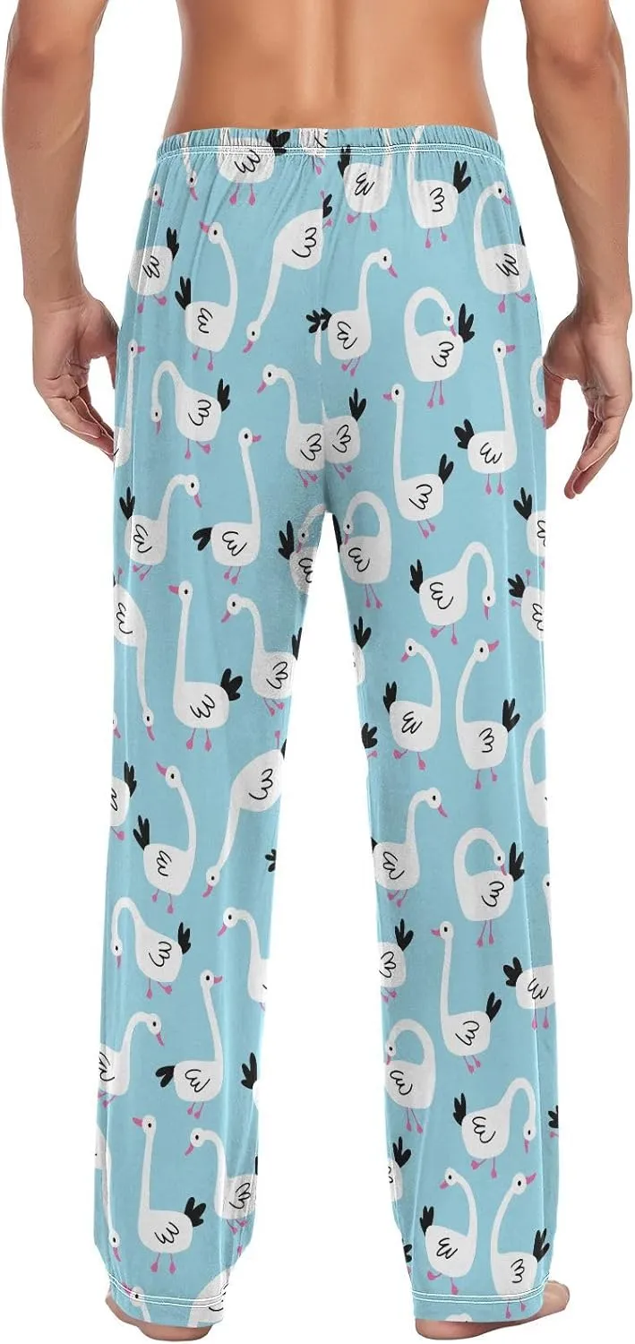 Geese Pattern White Goose Men's Pajama Pants Sleepwear Lounge Pajama Bottoms