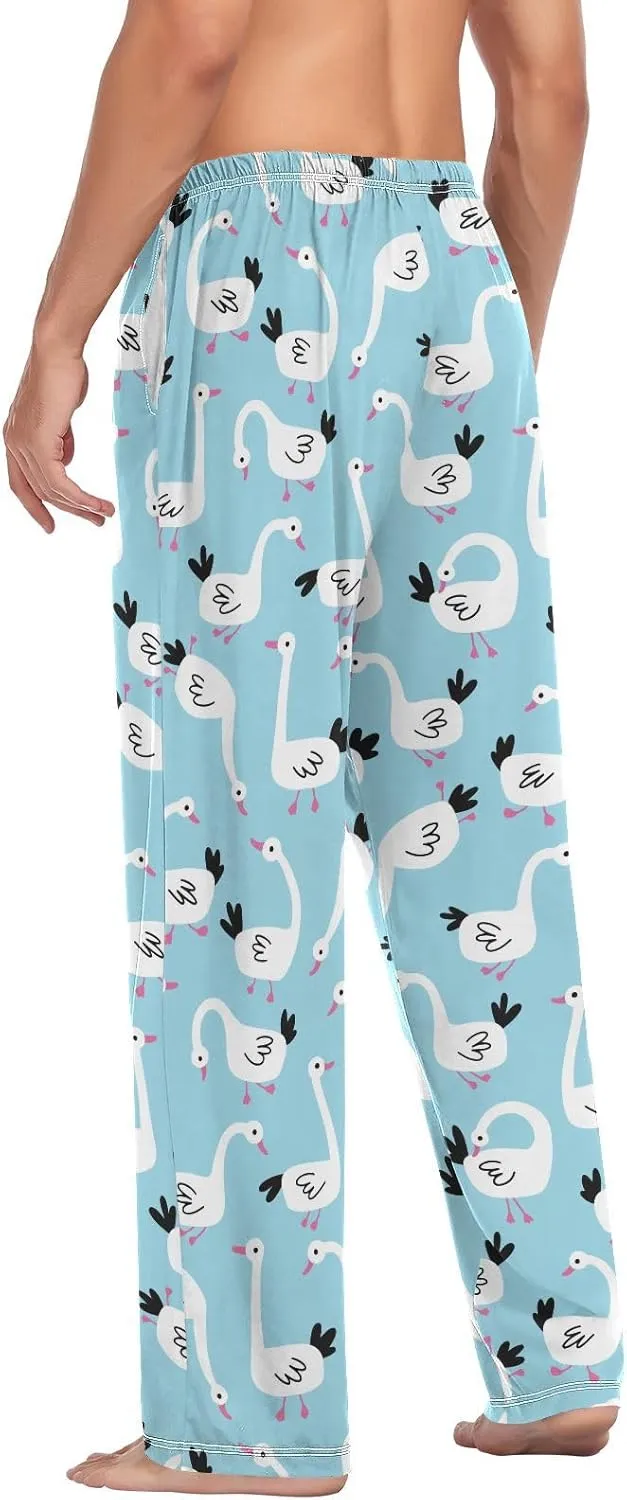 Geese Pattern White Goose Men's Pajama Pants Sleepwear Lounge Pajama Bottoms