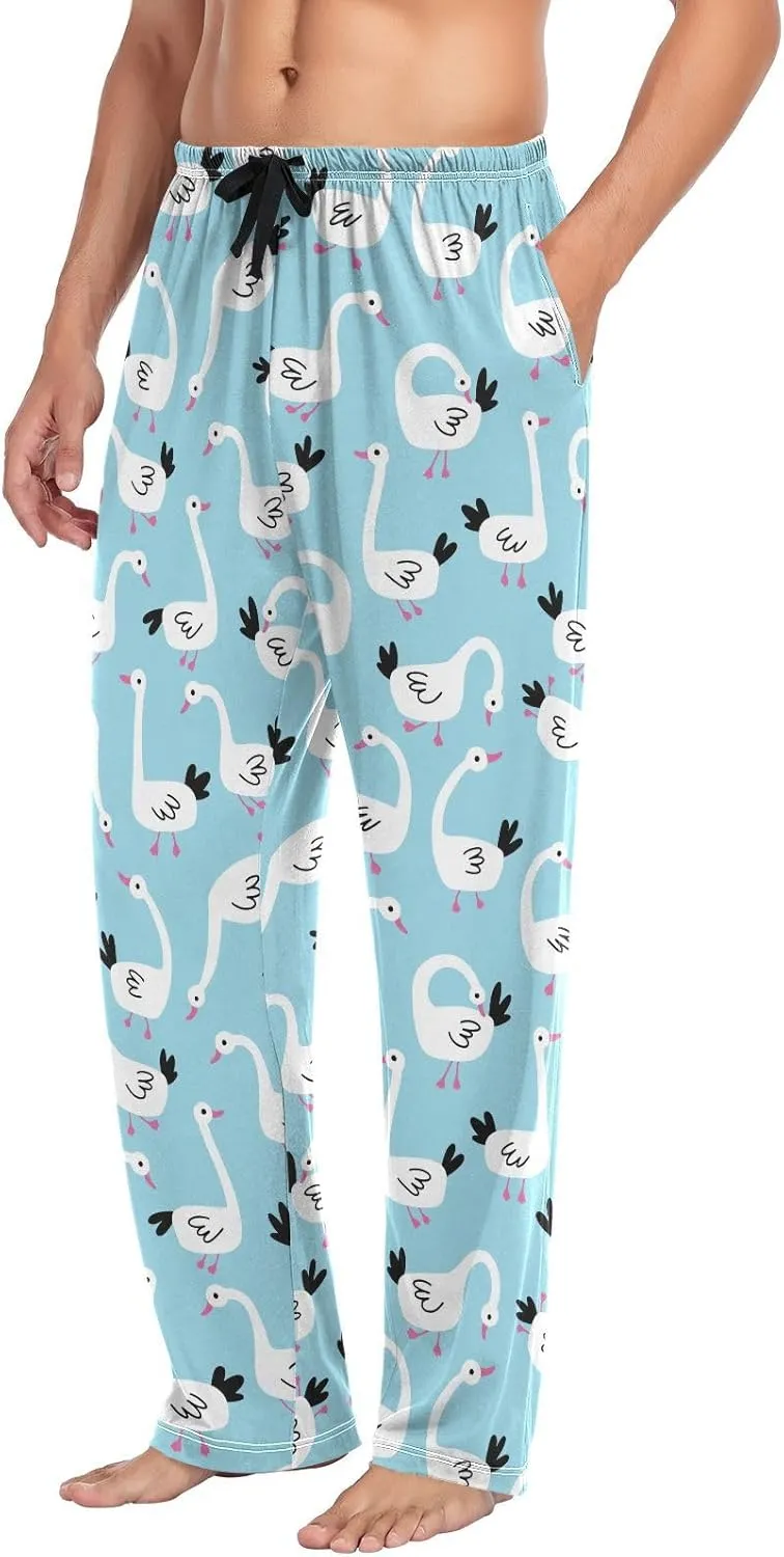 Geese Pattern White Goose Men's Pajama Pants Sleepwear Lounge Pajama Bottoms