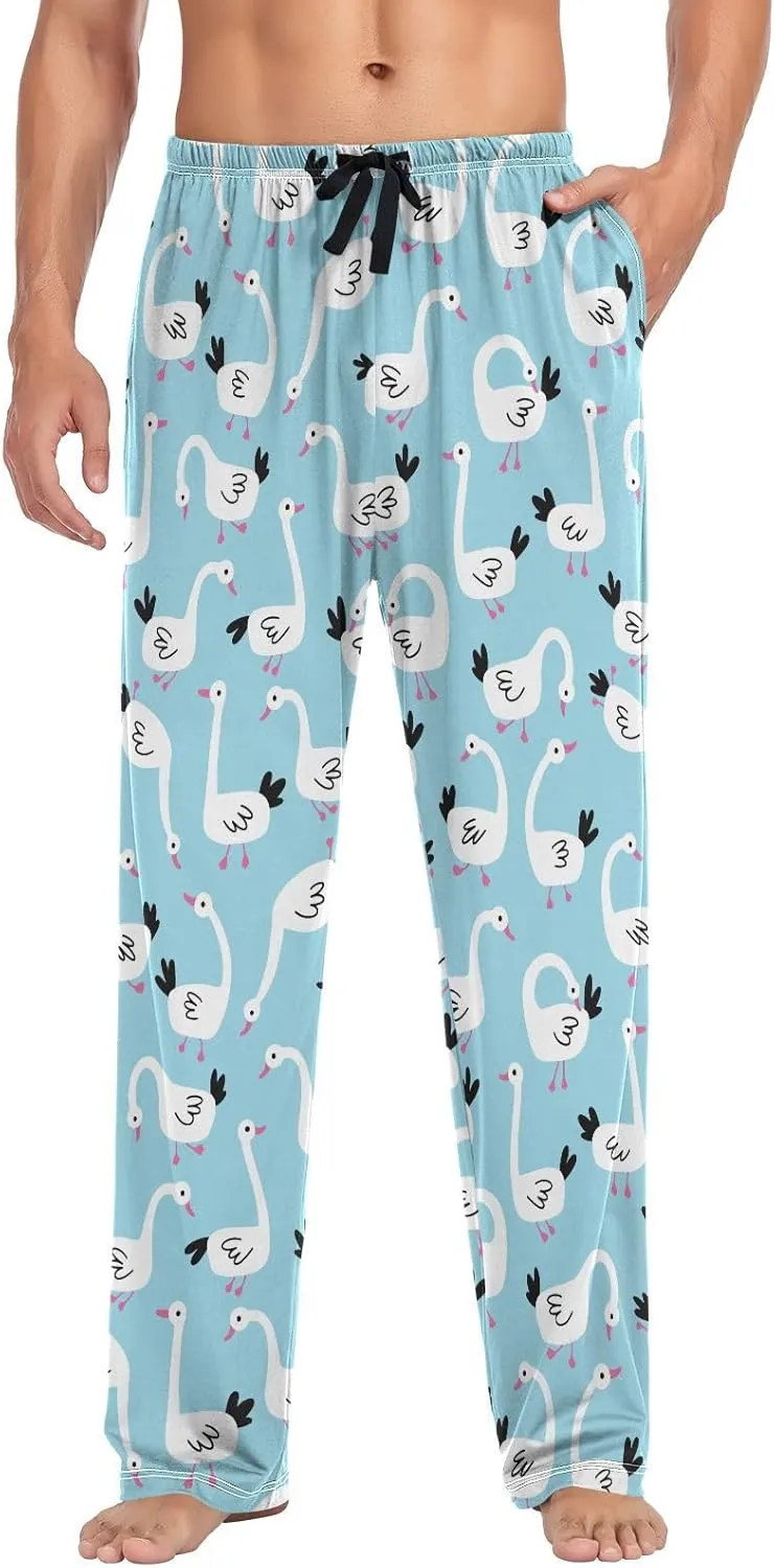 Geese Pattern White Goose Men's Pajama Pants Sleepwear Lounge Pajama Bottoms