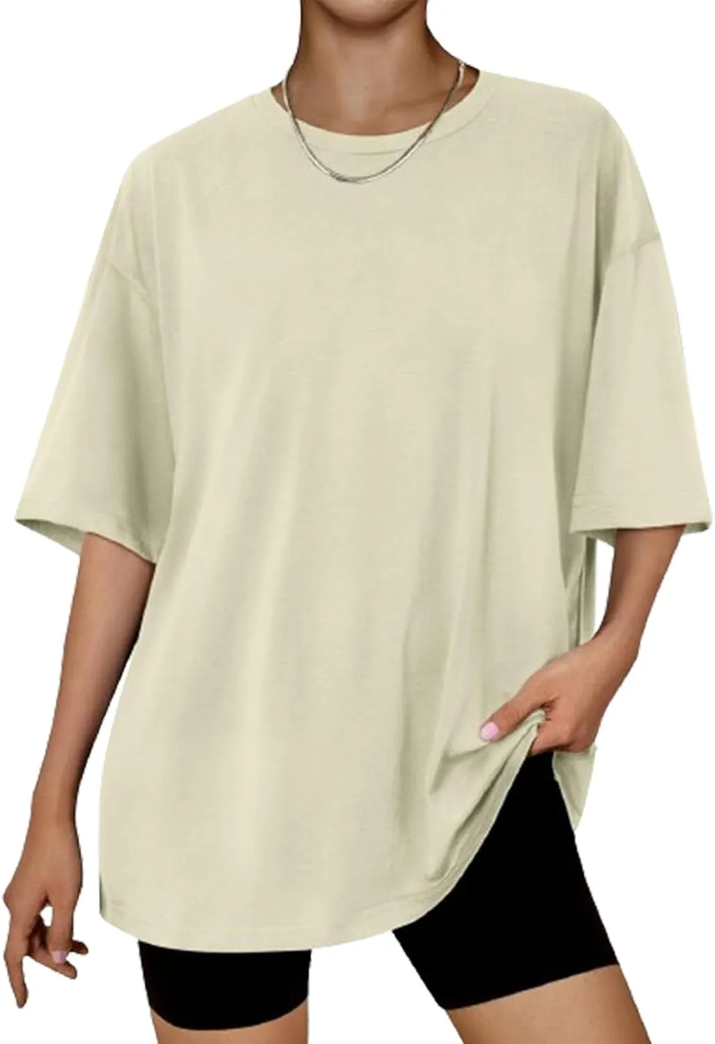 Generic 2024 Womens Oversized T Shirts Loose Fit Short Sleeve Crewneck Tees Blouse Summer Casual Plus Size Workout Tunic Tops
