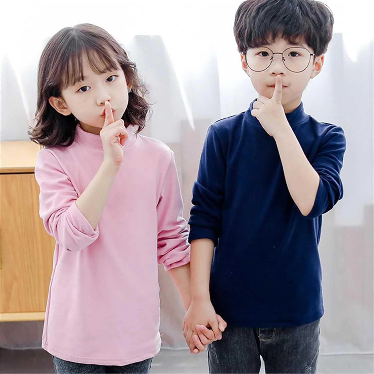 Girls Boys Long Sleeve Crewneck T-Shirt Tee Toddler Turtleneck Cotton Basic Warm Tops Shirts 28 Years