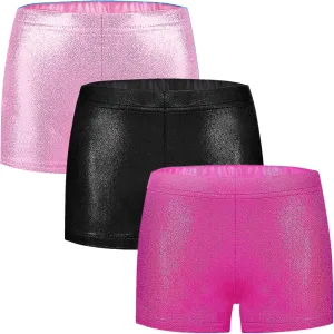 Girls Dance Short for Gymnastics Athletic Shorts Sparkle Glitter Tumbling Bottoms