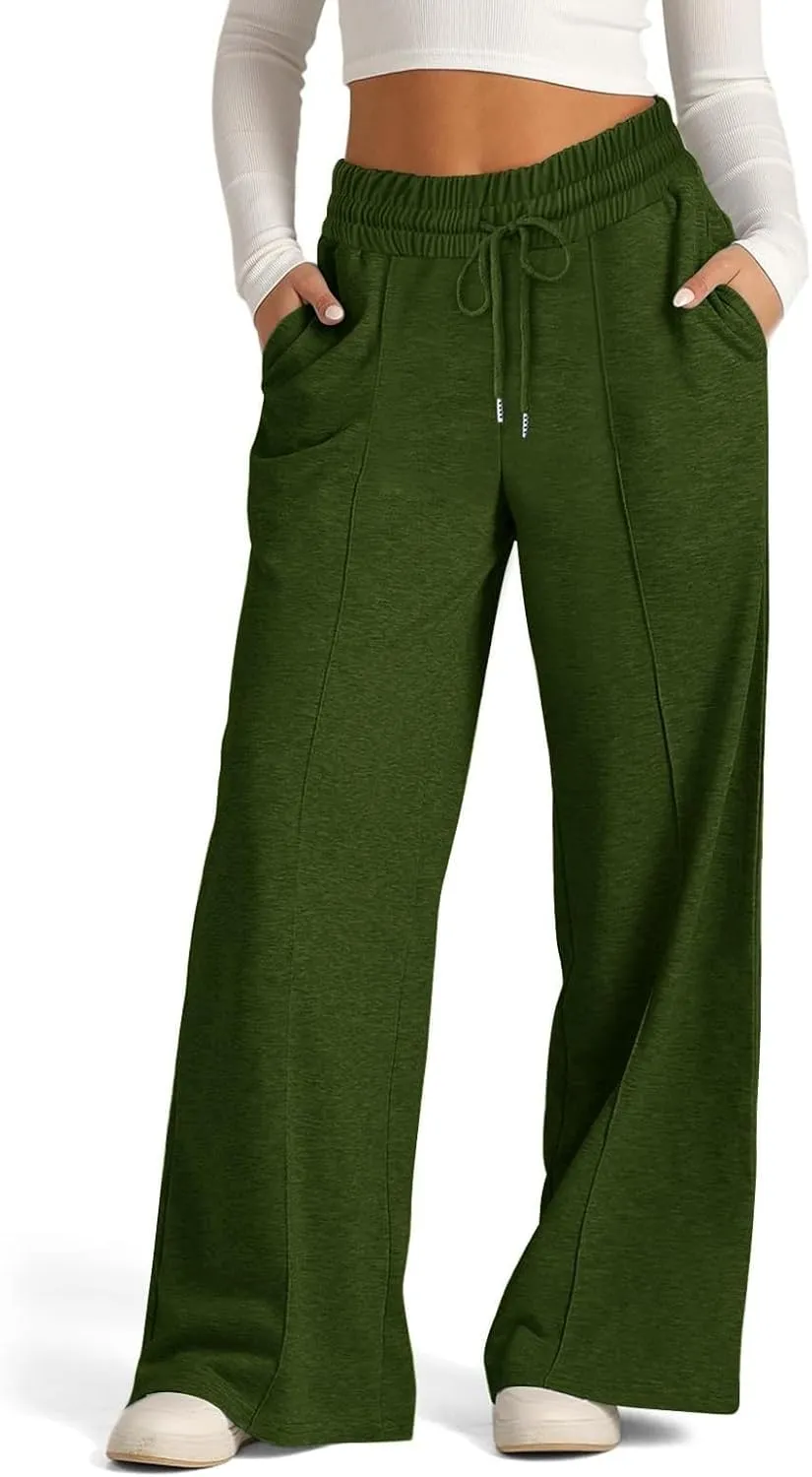 Girls High Waisted Uniform Capri Pants Kids Wide Leg Pant Trouser Drawstring Straight Clothes Cropped Baggy Trouser