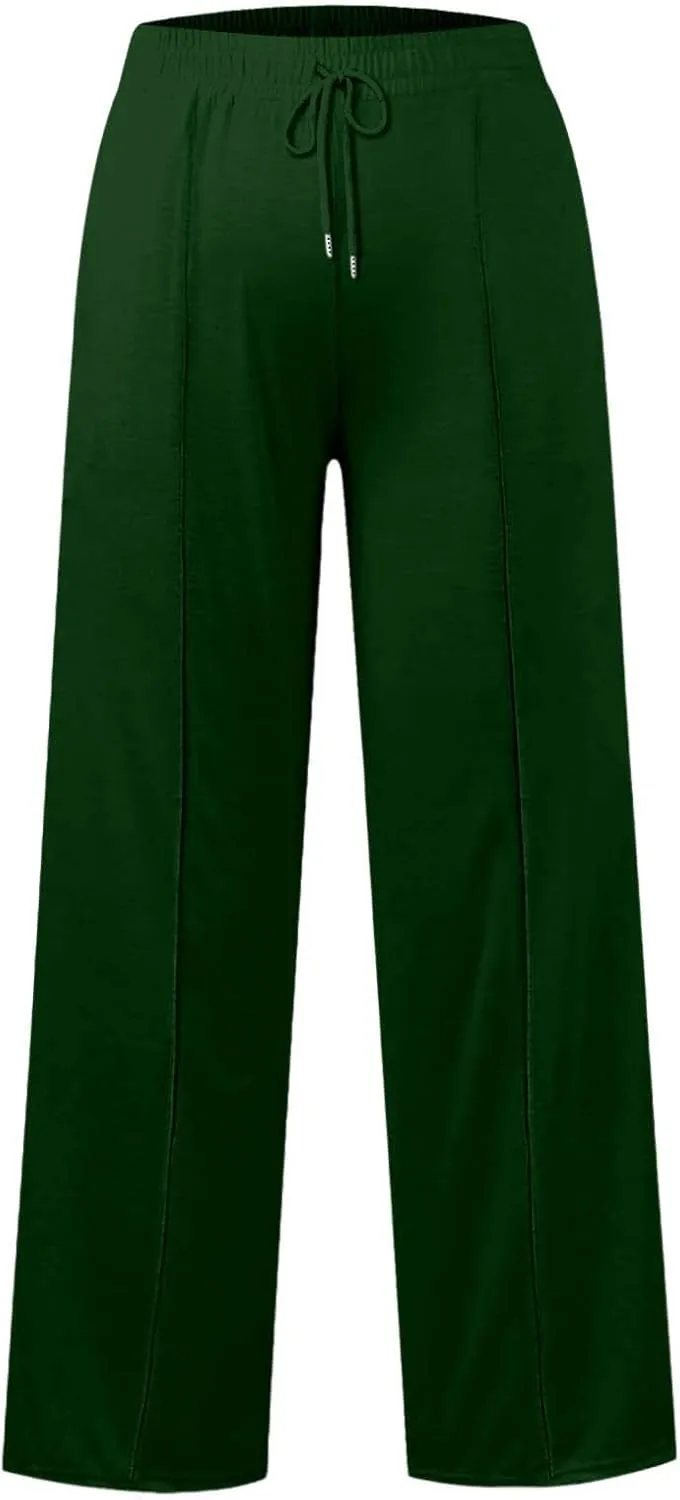 Girls High Waisted Uniform Capri Pants Kids Wide Leg Pant Trouser Drawstring Straight Clothes Cropped Baggy Trouser