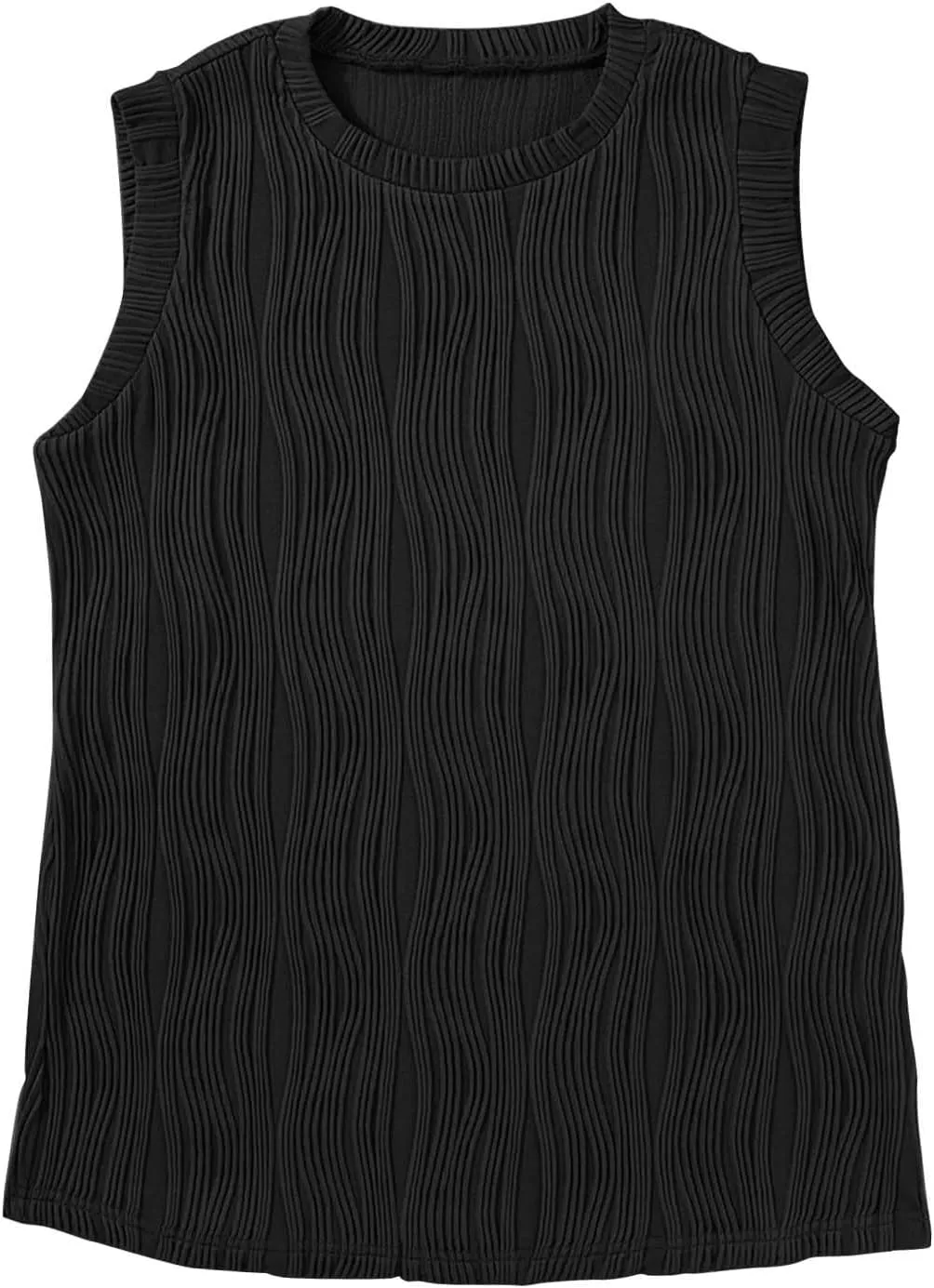 GOKKILRW Womens Sleeveless T Shirts Casual Summer High Crewneck Textured Slim Fit Strertchy Tank Tops Dressy Work Tunic Tops