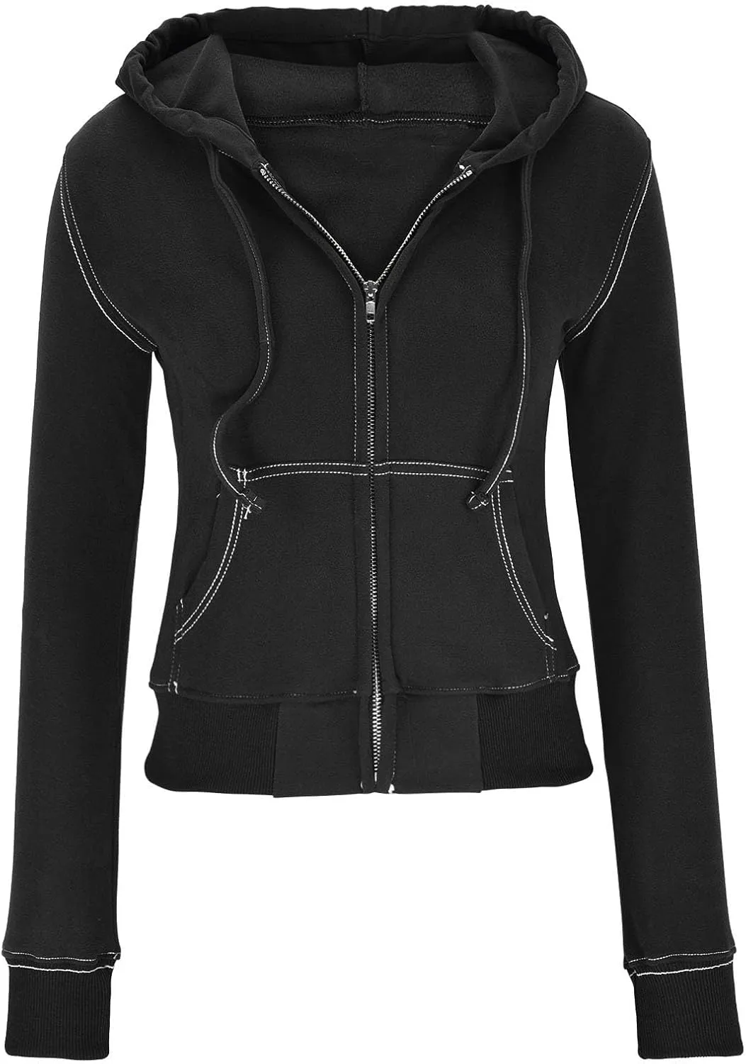 HGps8w Women's Full Zip Hoodies Gothic Aesthetic Streetwear Style Casual Long Sleeve Cropped Sweatershirt Jackets Outwear