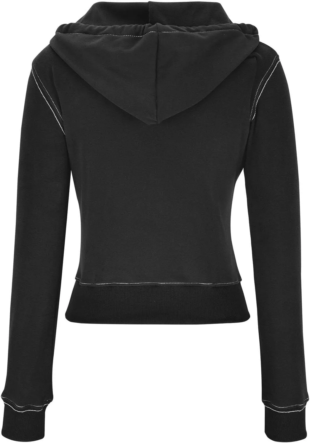 HGps8w Women's Full Zip Hoodies Gothic Aesthetic Streetwear Style Casual Long Sleeve Cropped Sweatershirt Jackets Outwear