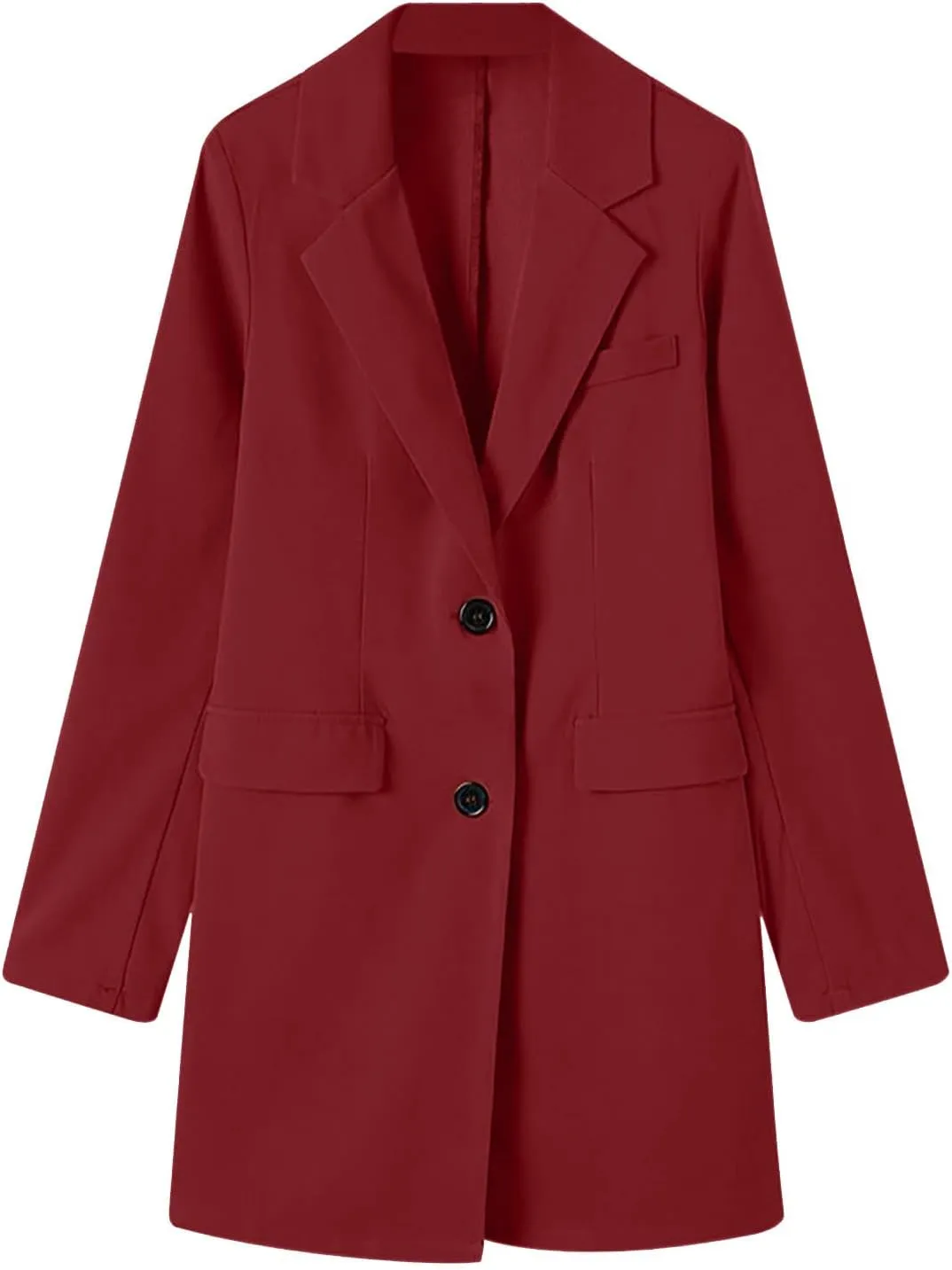 Hvyesh Women's Long Wool Blend Pea Coat Winter Casual Overcoat Notched Lapel Collar Trench Coat Belted Long Jacket Outerwear