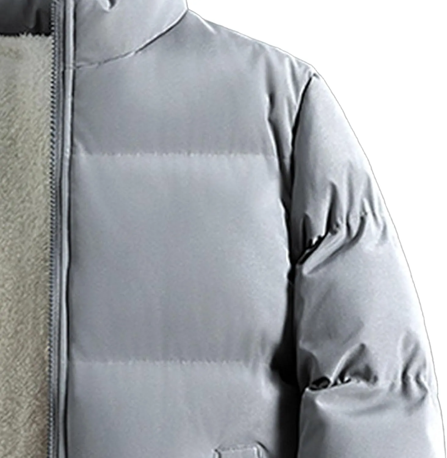 JEsilunmaMY Men's Fleece-Lined Sherpa Down Jacket Stand Collar Zipper Insulated Puffy Coat Windproof Thermal Puffer Jacket