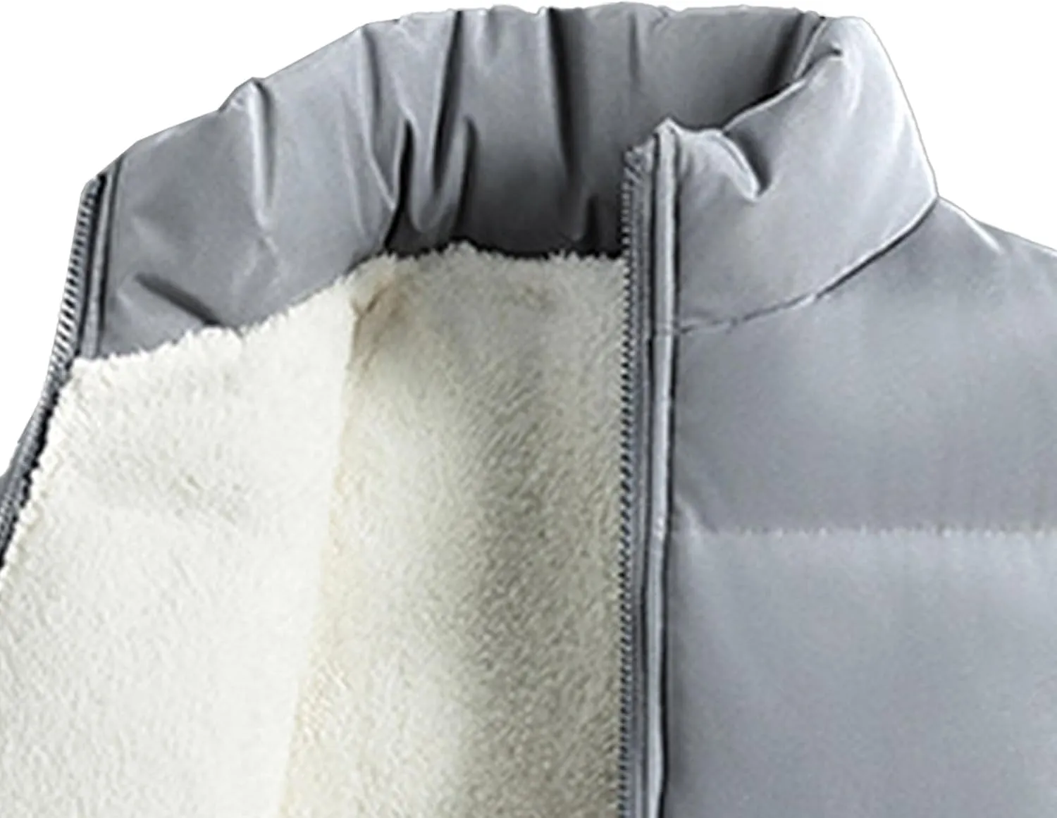 JEsilunmaMY Men's Fleece-Lined Sherpa Down Jacket Stand Collar Zipper Insulated Puffy Coat Windproof Thermal Puffer Jacket