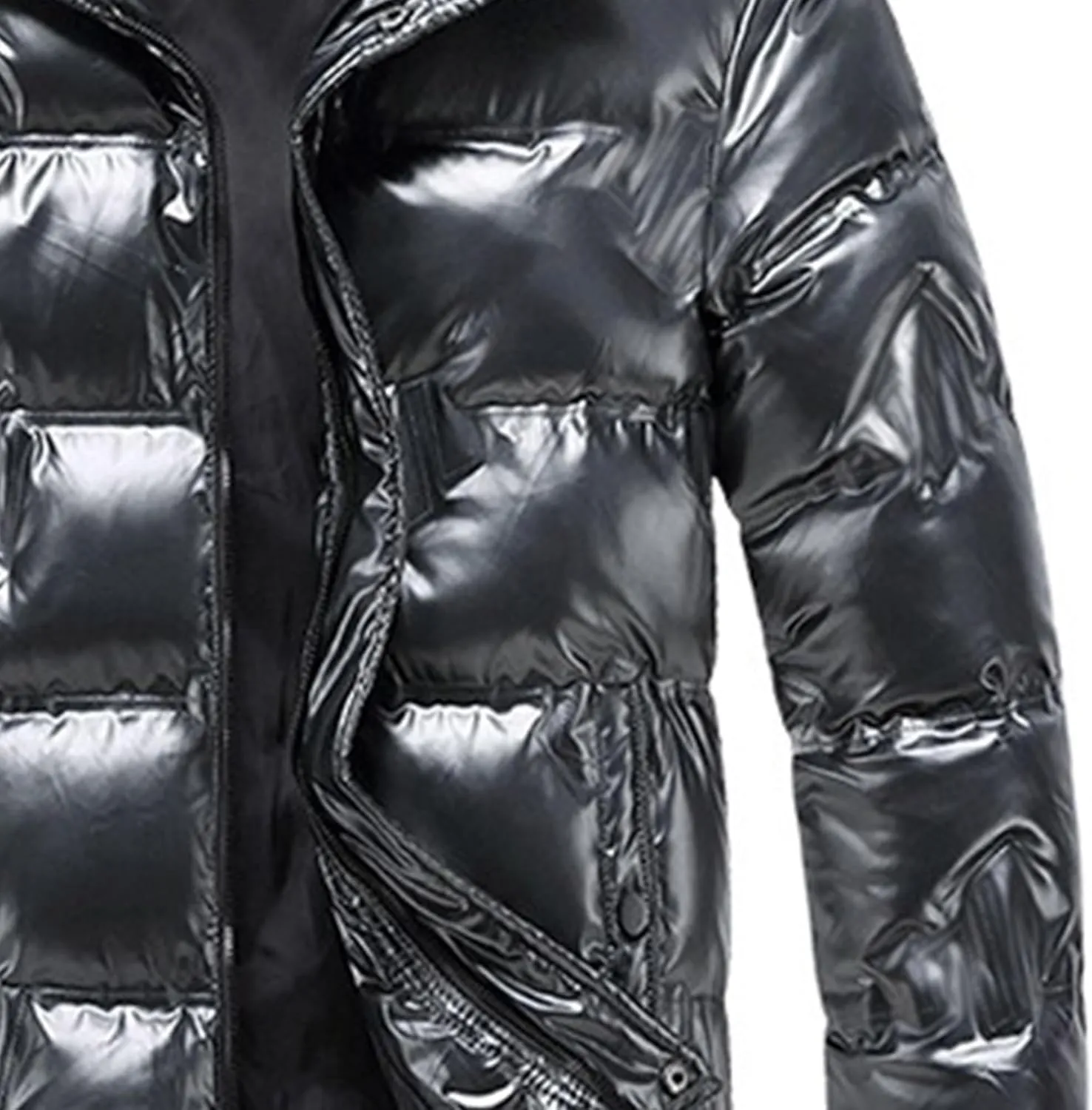 JEsilunmaMY Mens Thermal Shiny Hooded Puffer Jackets Winter Coats Water-Resistant Down Coats Insulated Puffy Padded Coat