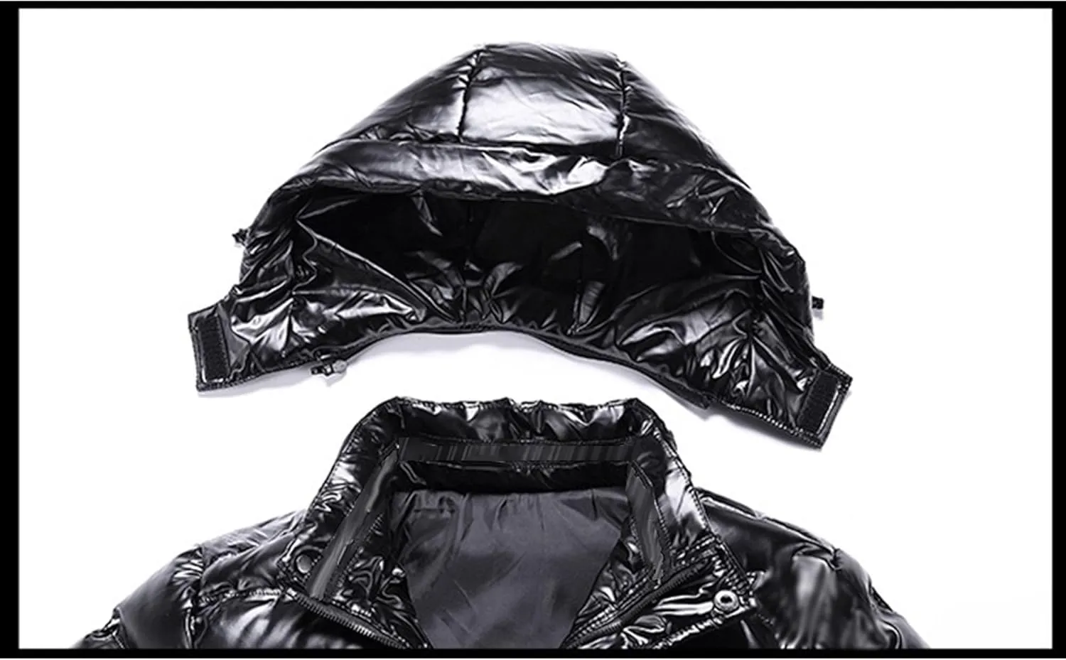 JEsilunmaMY Mens Thermal Shiny Hooded Puffer Jackets Winter Coats Water-Resistant Down Coats Insulated Puffy Padded Coat