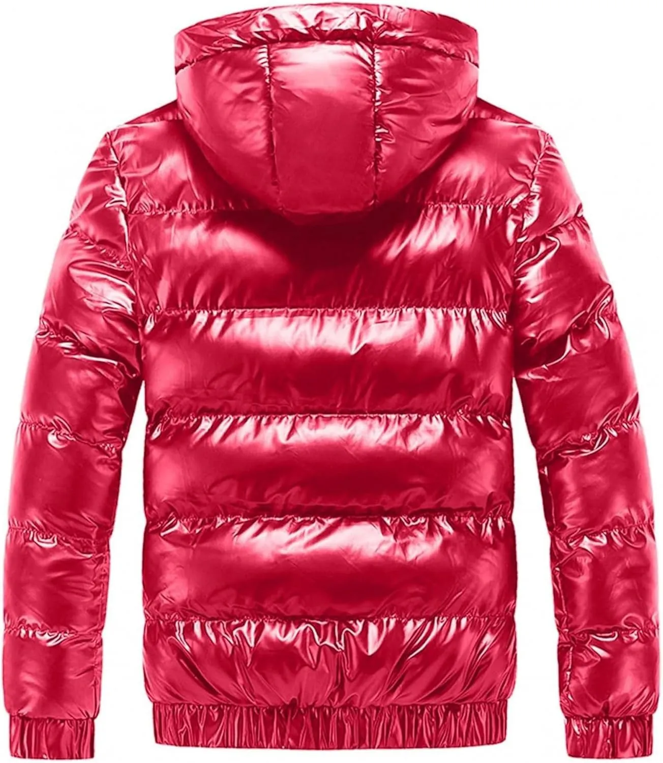 JEsilunmaMY Mens Thermal Shiny Hooded Puffer Jackets Winter Coats Water-Resistant Down Coats Insulated Puffy Padded Coat