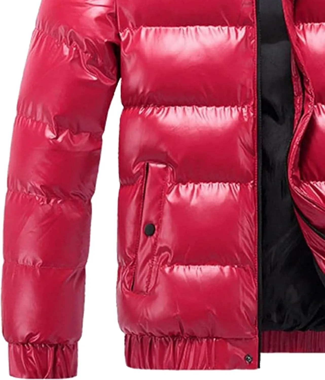 JEsilunmaMY Mens Thermal Shiny Hooded Puffer Jackets Winter Coats Water-Resistant Down Coats Insulated Puffy Padded Coat