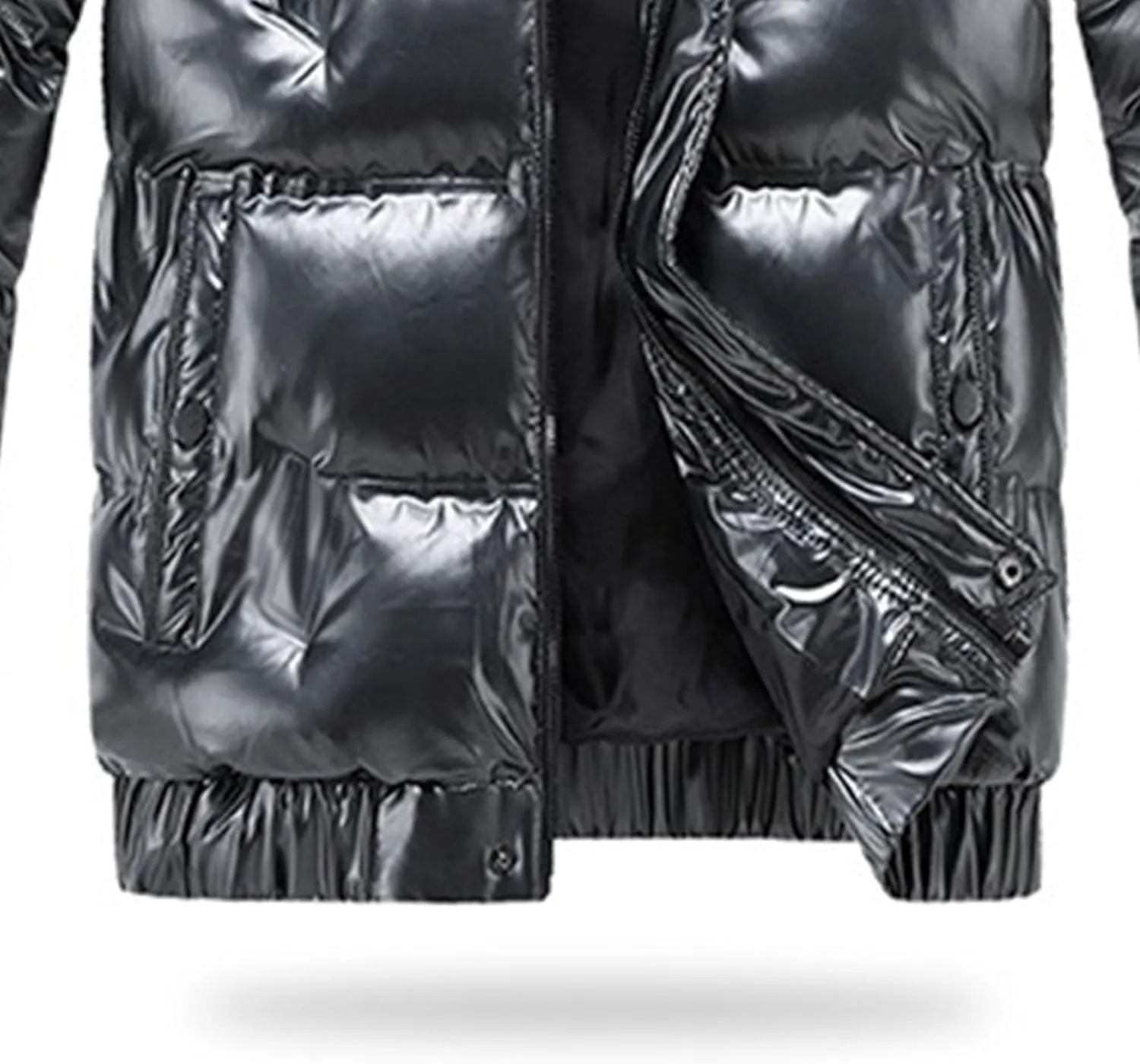 JEsilunmaMY Mens Thermal Shiny Hooded Puffer Jackets Winter Coats Water-Resistant Down Coats Insulated Puffy Padded Coat