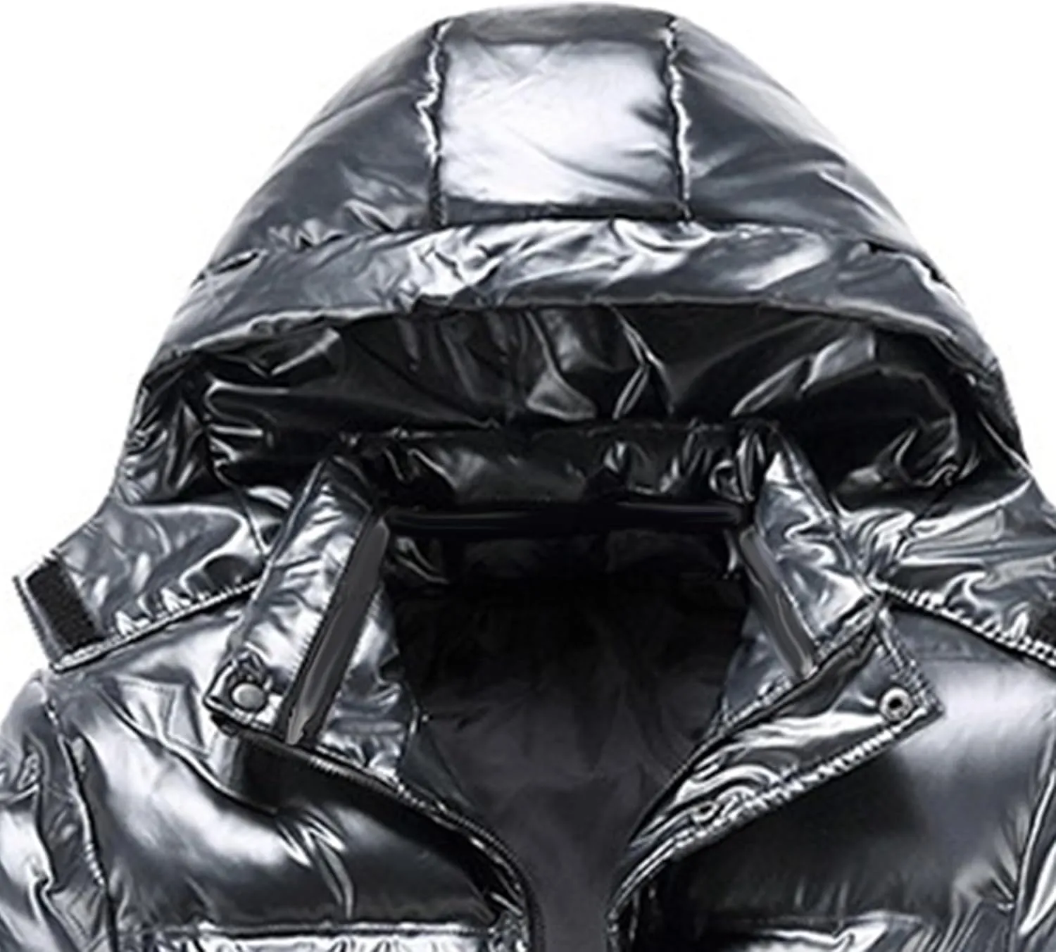JEsilunmaMY Mens Thermal Shiny Hooded Puffer Jackets Winter Coats Water-Resistant Down Coats Insulated Puffy Padded Coat