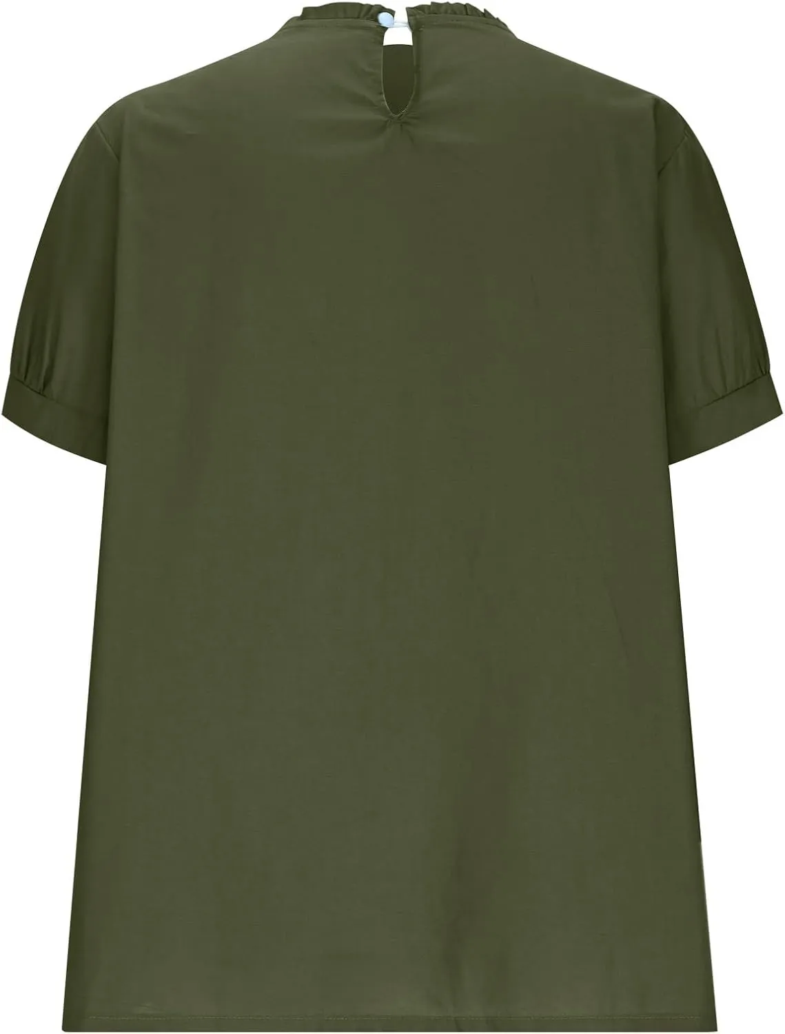 JOAU Women's Cotton Linen Short Sleeve Ruffle Shirts 2025 Summer Loose Casual V Neck Blouse Dressy Boho Beach Tunic Tops
