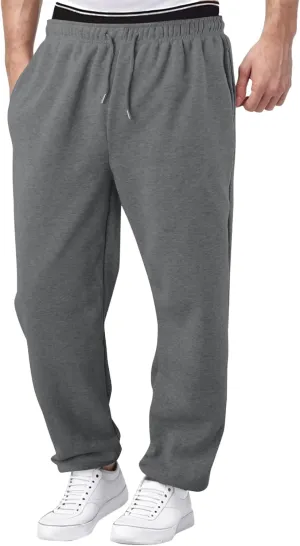 Jogging Pants Men,Mens Baggy Sweatpants with Pockets Fleece Lined Yoga Pants Hiking Pants Workout Pants Lounge Pants