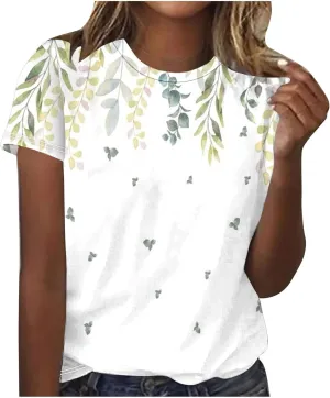 Lastesso Women Fashion Floar Print T Shirt Casual Loose Fit Crewneck Short Sleeve T Shirt Soft Spring Summer Tees