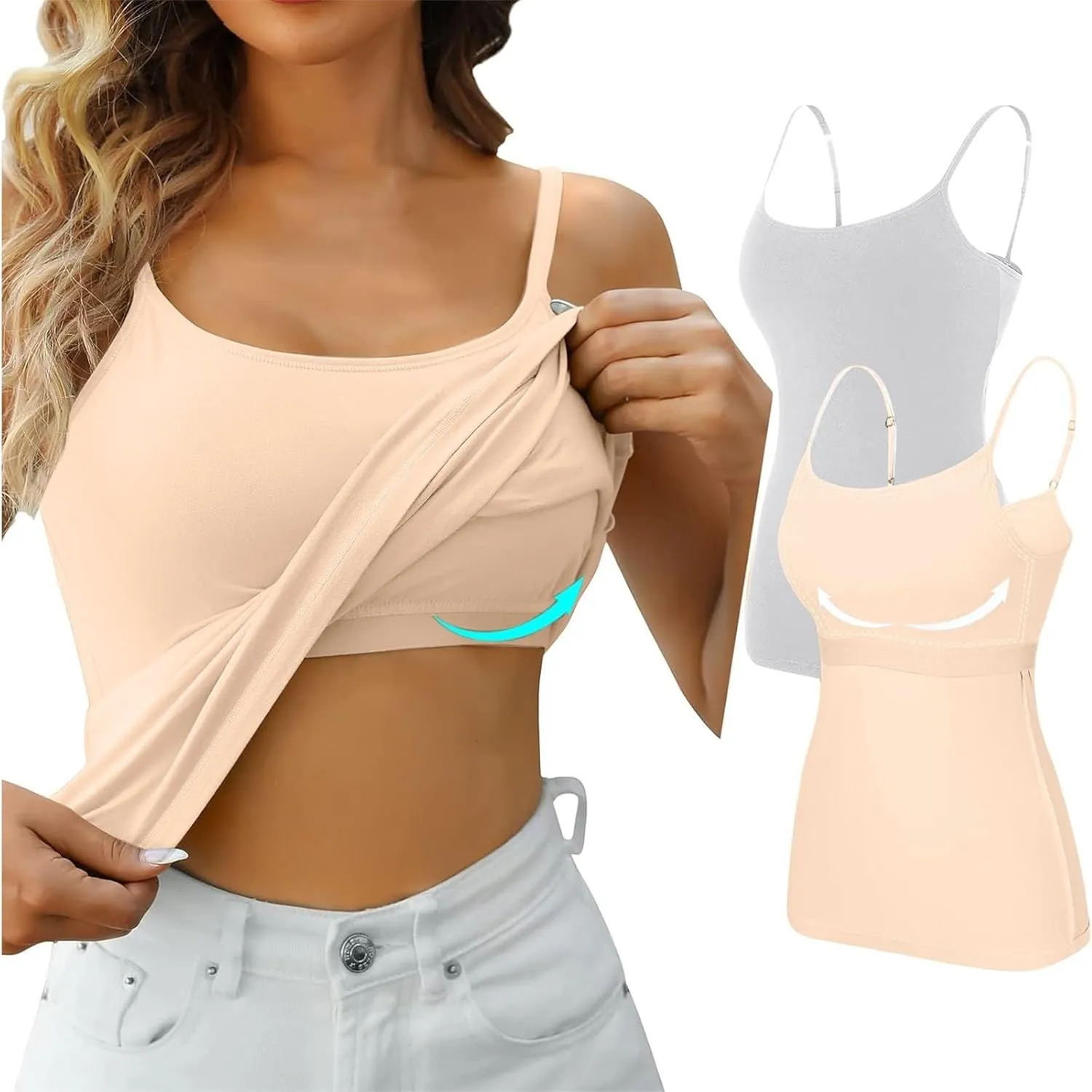 LCMTWX Tank Tops For Women 2024 Bra Pads Bra One Vest Camisole Top Spaghetti Strap Tank Tops White Tank Top Crop Ribbed