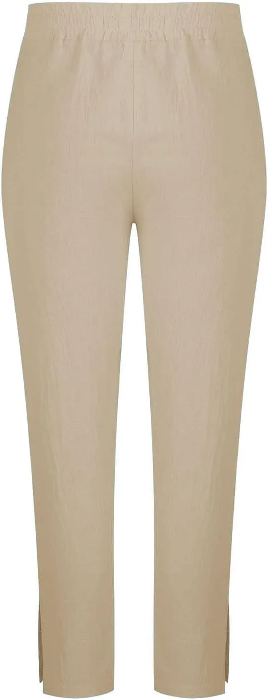 Linen Pants Mens Casual Pants Relaxed-Fit Beach Pants Summer Trousers Soft Elastic Waist Pants