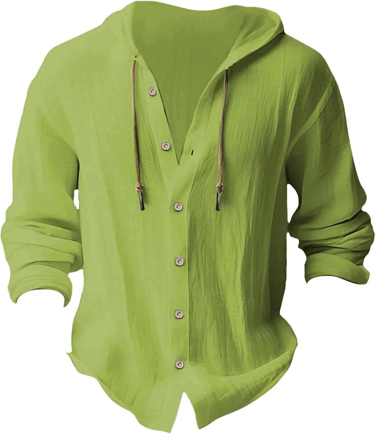 Linen Shirts for Men Casual Button Shirts Summer Cotton Linen Hoodie Beach Long Sleeve Shirts Top with Hood