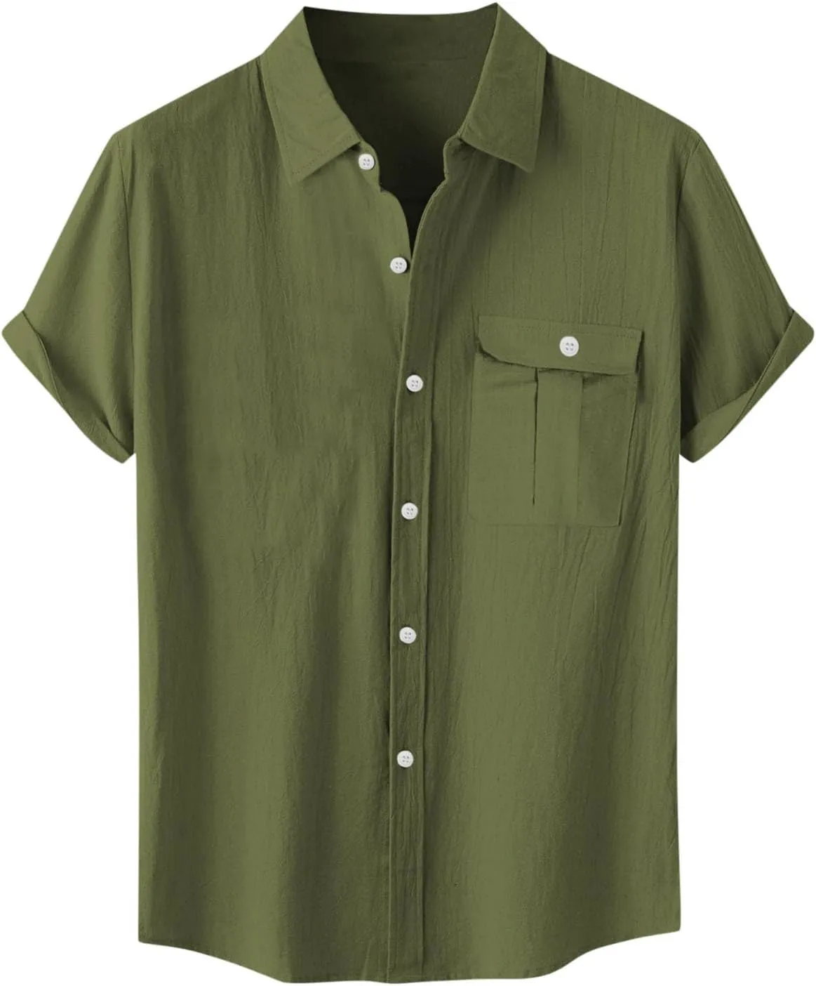 Linen Shirts for Men Mens Short Sleeve Button Down Shirts Collared Summer Beach T-Shirts Vacation Tops