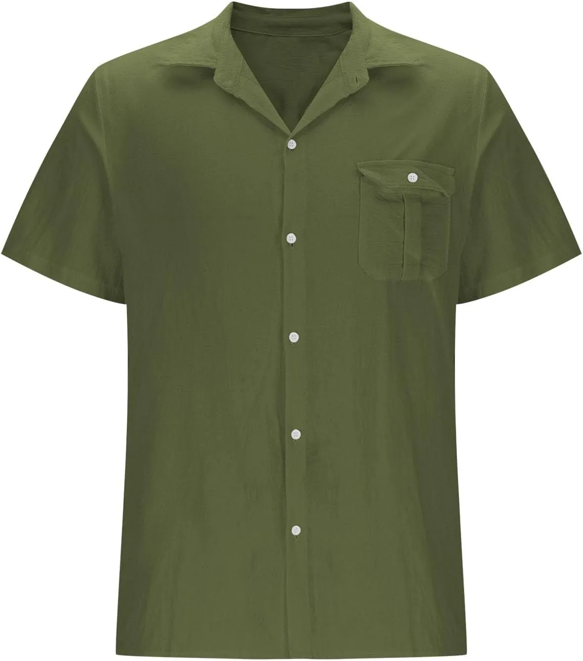 Linen Shirts for Men Mens Short Sleeve Button Down Shirts Collared Summer Beach T-Shirts Vacation Tops