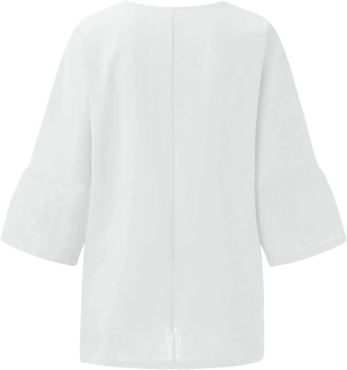 Linen Shirts for Women Loose Fit Casual 3/4 Sleeve Tops Retro Print Tshirt Tunic Cotton Blouse 2025 Summer Basic Tees