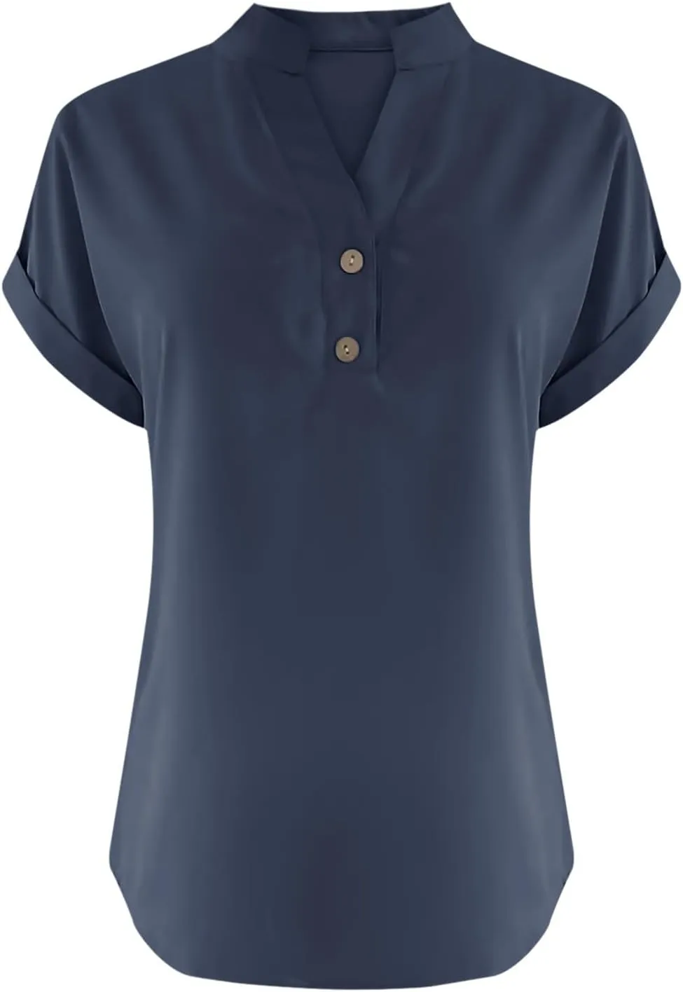 Linen Shirts for Women Loose Fit Vacation Short Sleeve Boho Tops Casual Button Up V Neck T Shirts Solid Summer Blouse