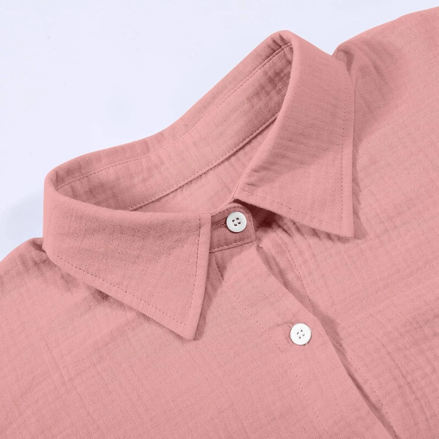 Linen Shirts for Women Summer Oversized Long Sleeve Lapel Button Down Shirt Lightweight Gauze Tops Loose Casual Blouses