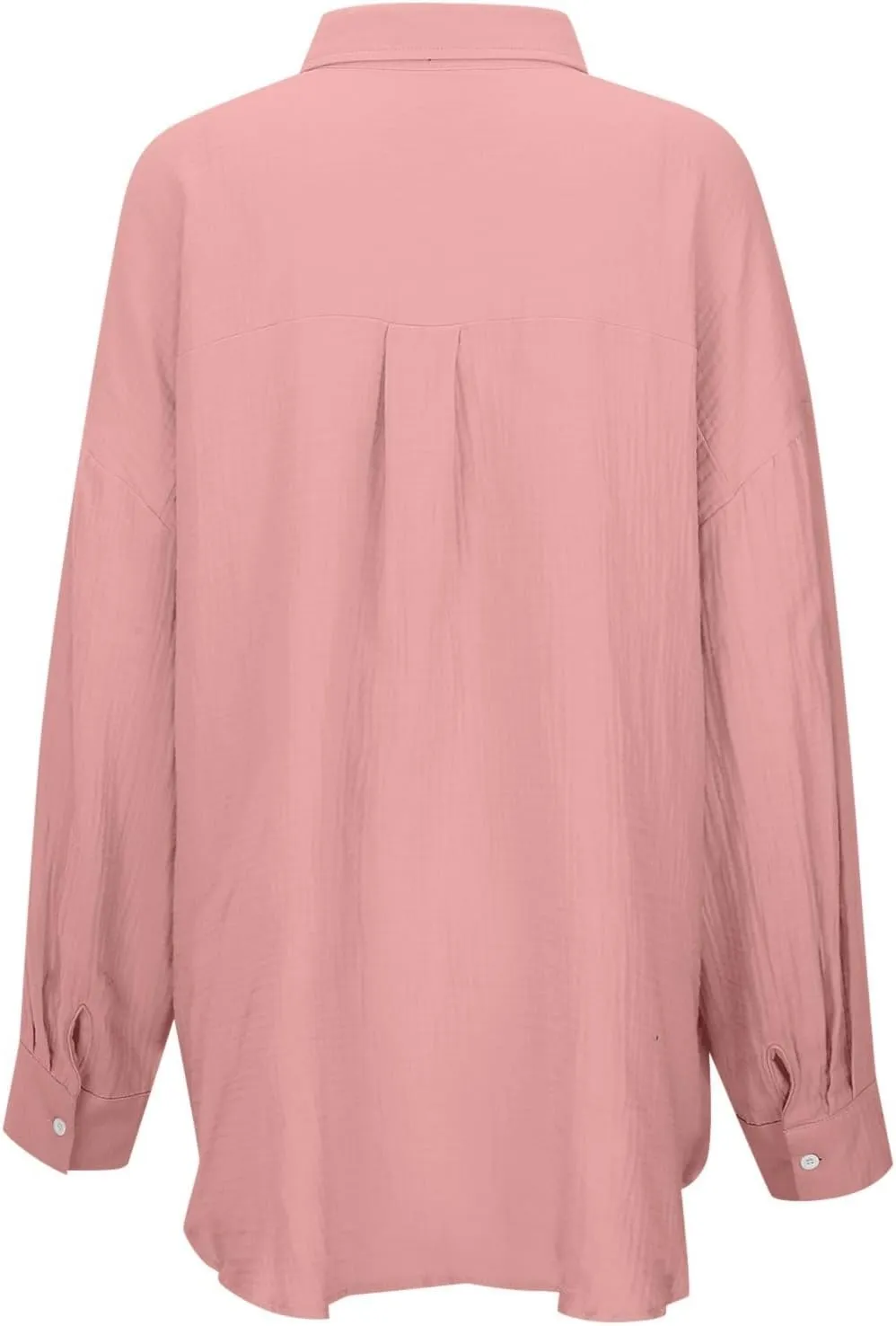Linen Shirts for Women Summer Oversized Long Sleeve Lapel Button Down Shirt Lightweight Gauze Tops Loose Casual Blouses