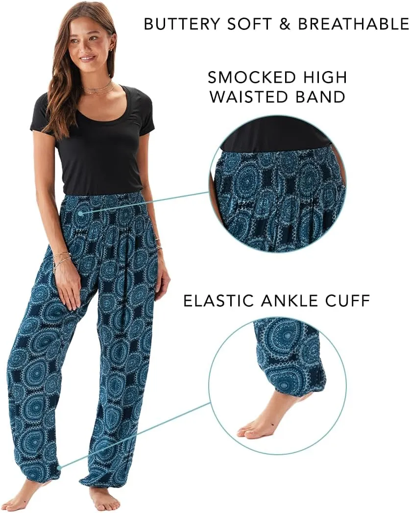 Lotus and Luna Women's Harem Pants Thai Pants for Beach & Lounge High Waisted Flowy Boho Pants Genie Pants Yoga Pants