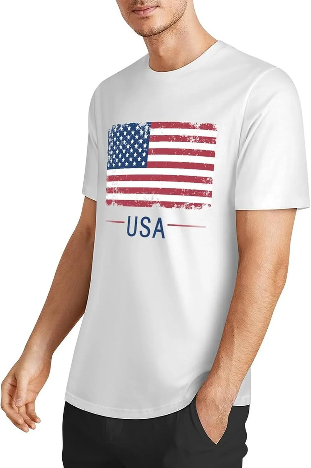 Lzzidou Men's 4th of July Shirts American Flag Patriotic Shirts Short Sleeve USA Memorial Day Cotton T Shirts