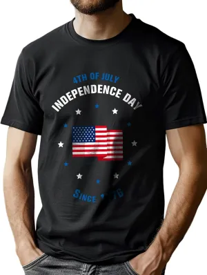Lzzidou Men's 4th of July Shirts American Flag Patriotic Shirts Short Sleeve USA Memorial Day Cotton T Shirts