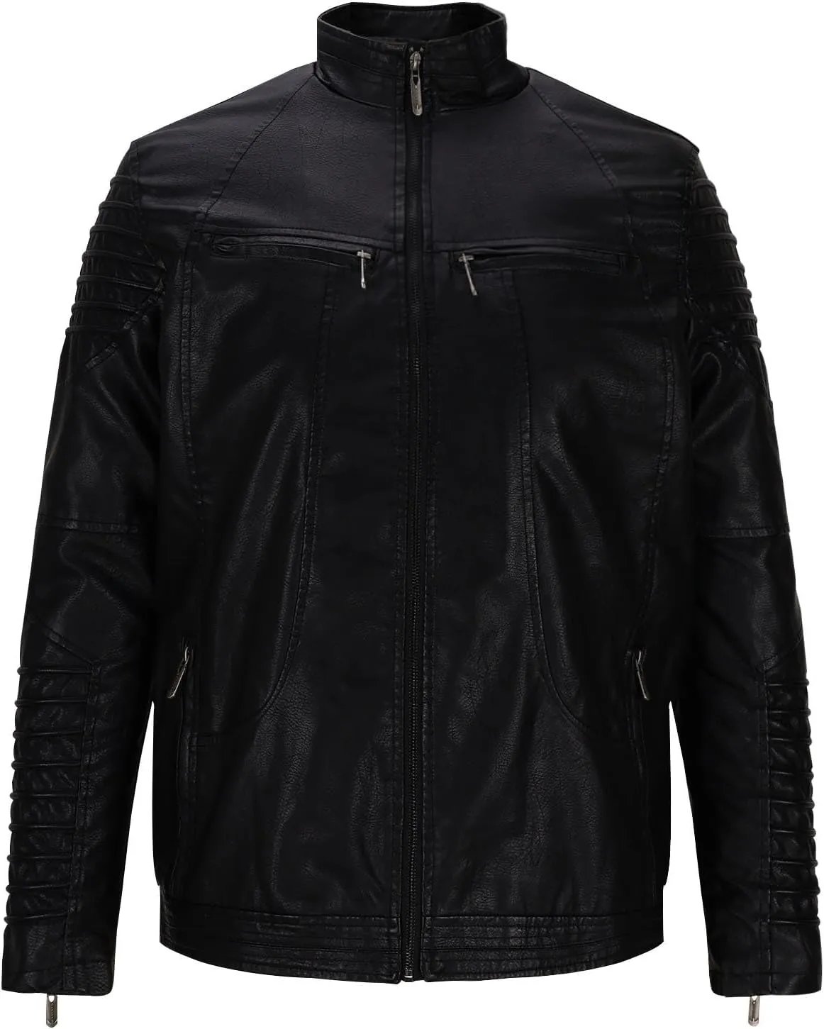 Men Faux Leather Blazer Jacket Vintage PU Motorcycle Biker Outwear Lapel Cool Stand Collar Streetwear Hip Hop Outfit