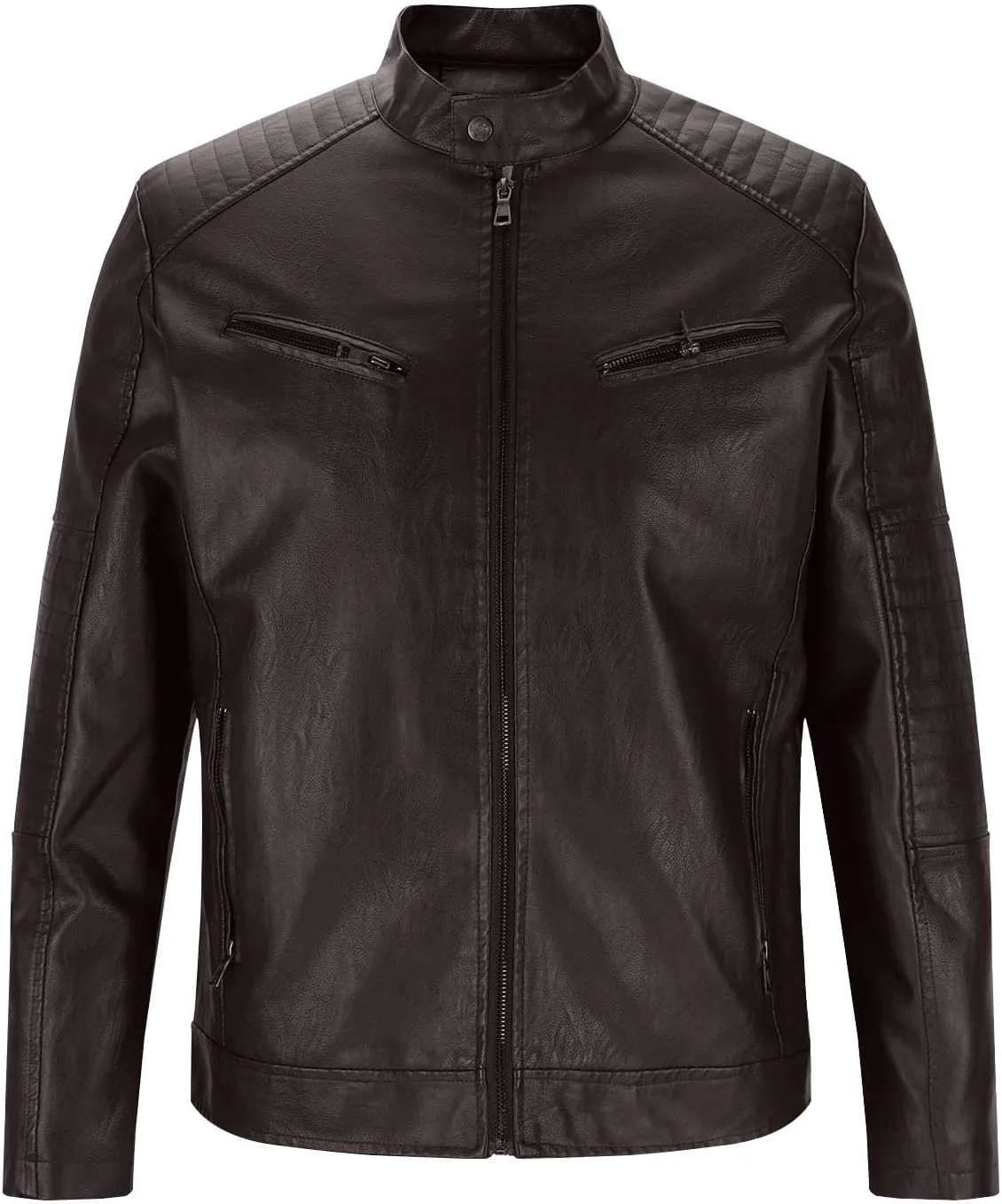 Men Faux Leather Blazer Jacket Vintage PU Motorcycle Biker Outwear Lapel Cool Stand Collar Streetwear Hip Hop Outfit