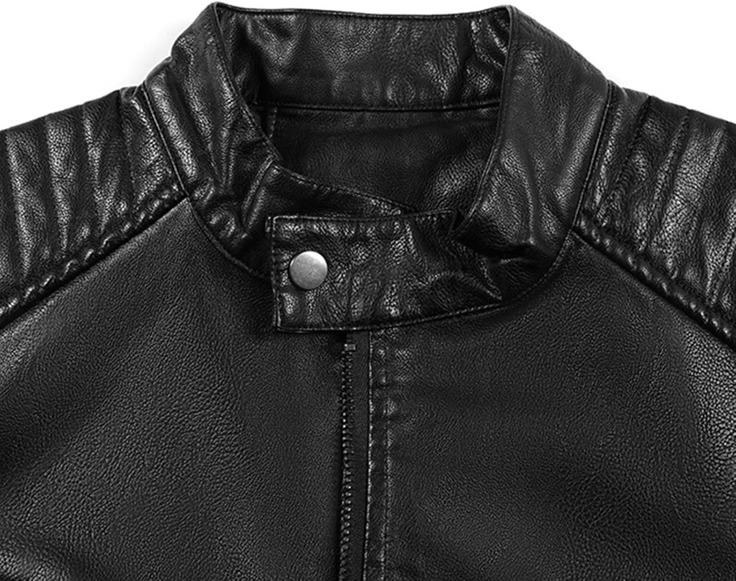 Men Faux Leather Blazer Jacket Vintage PU Motorcycle Biker Outwear Lapel Cool Stand Collar Streetwear Hip Hop Outfit