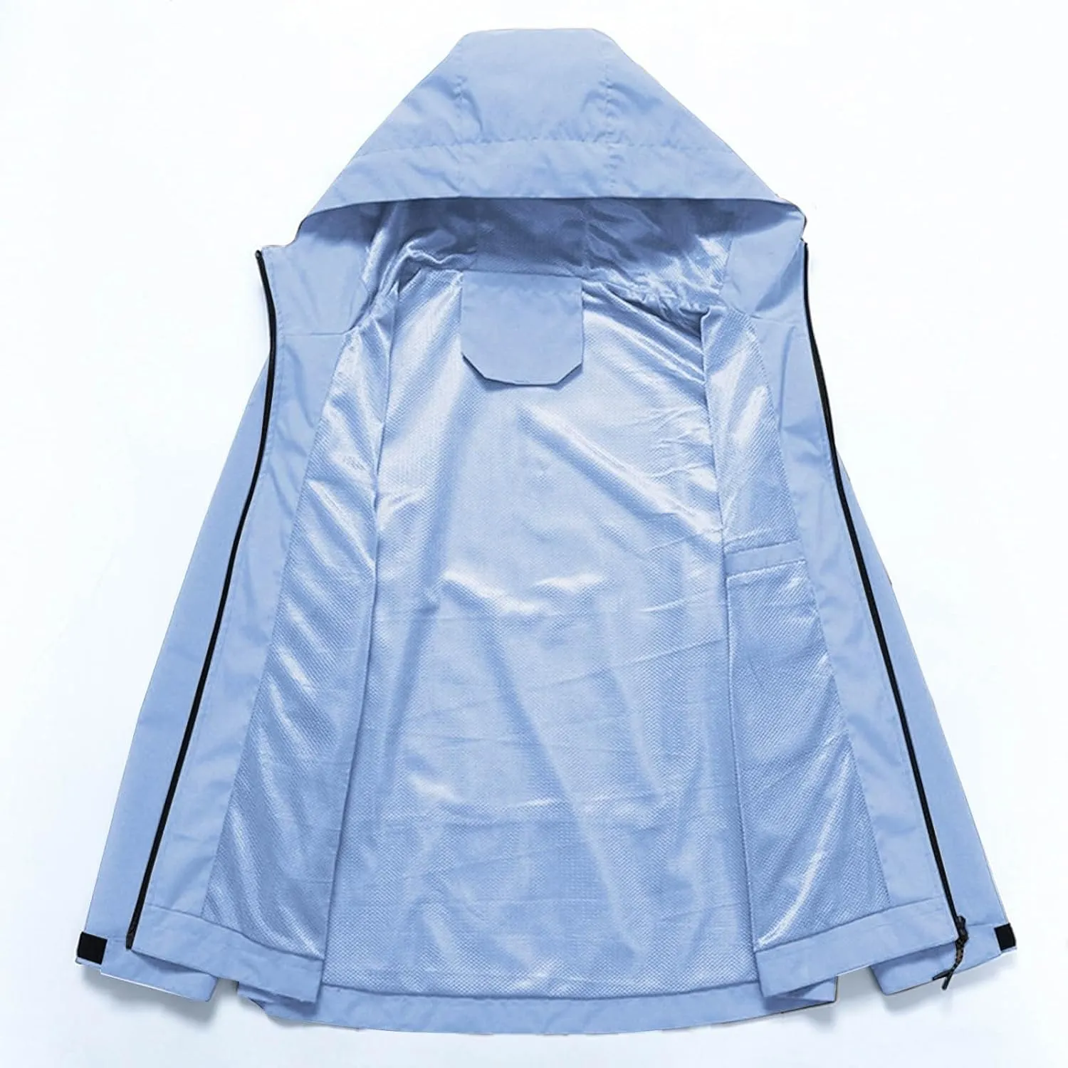 Men Full Zip Windproof Waterproof Coat Solid Color Golf Hiking Hooded Jacket Outdoor Lightweight Jacket with Pocket