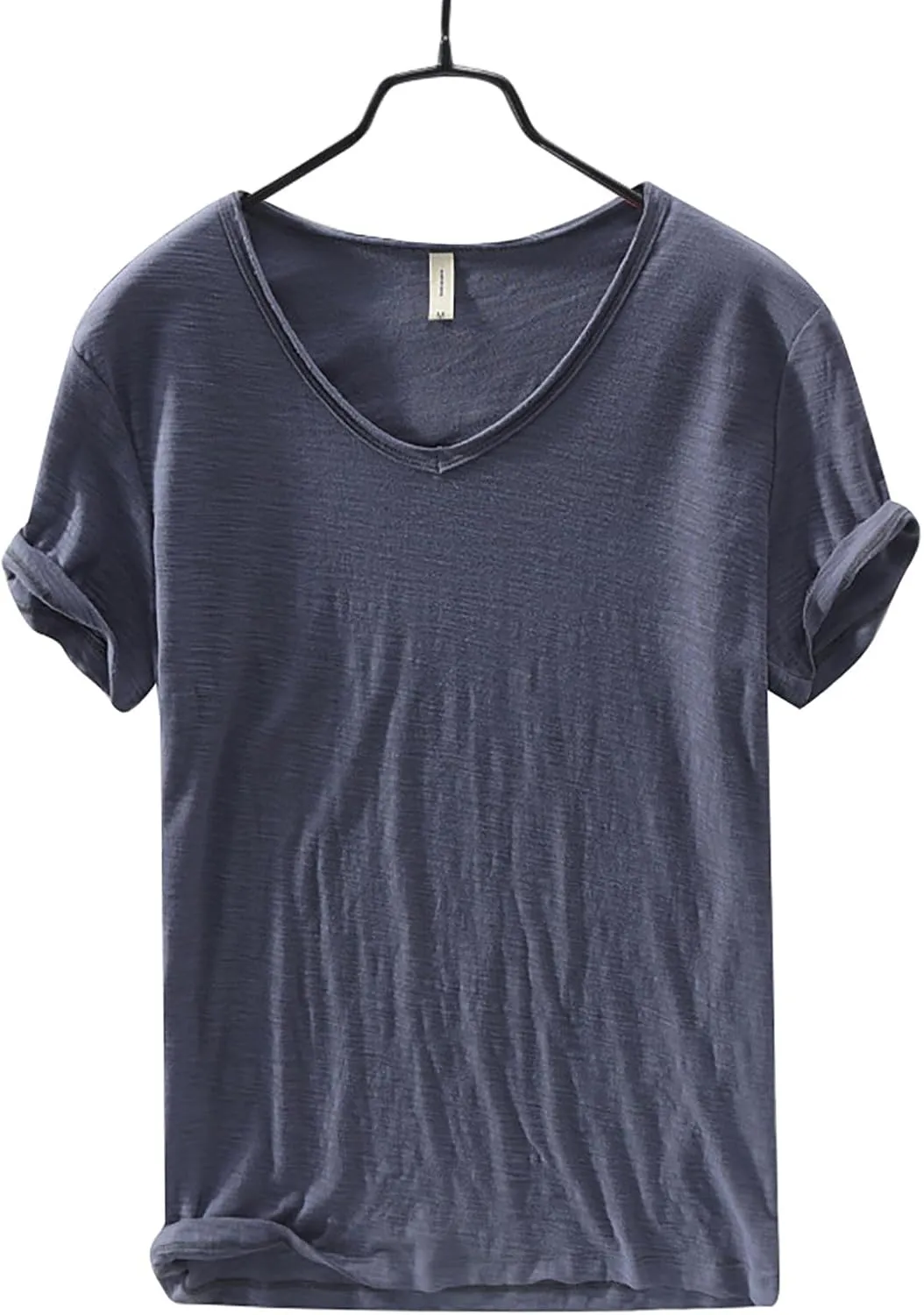 Mens 100% Cotton V-Neck T Shirts Loose Fit Soft Short Sleeve Streetwear Basic Tee Tops Summer Beach Hippie Shirt