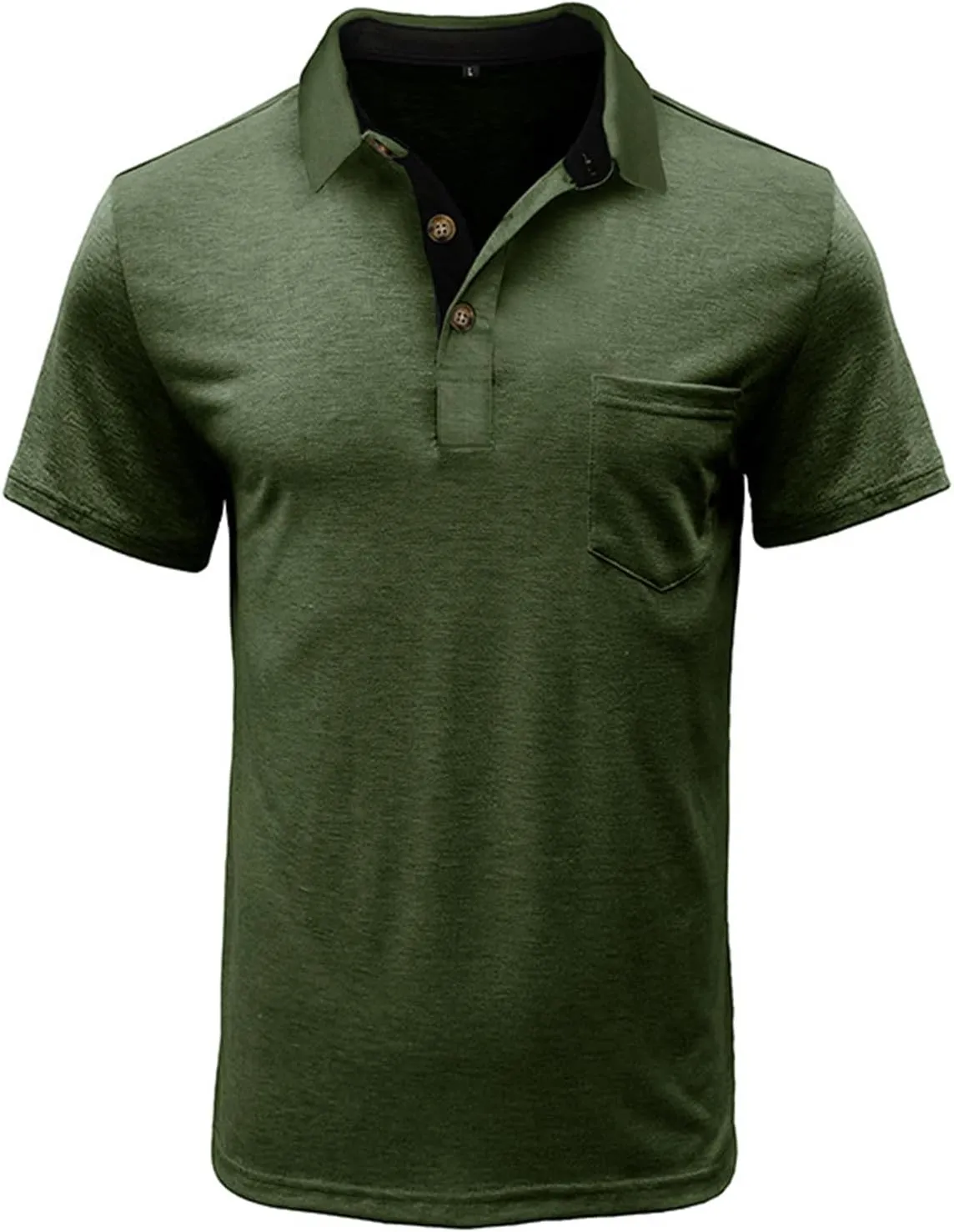 Mens Athletic Short Sleeve Polo Shirts Casual Moisture Wicking Golf Shirts Buttons Collared Solid T Shirts with Pocket