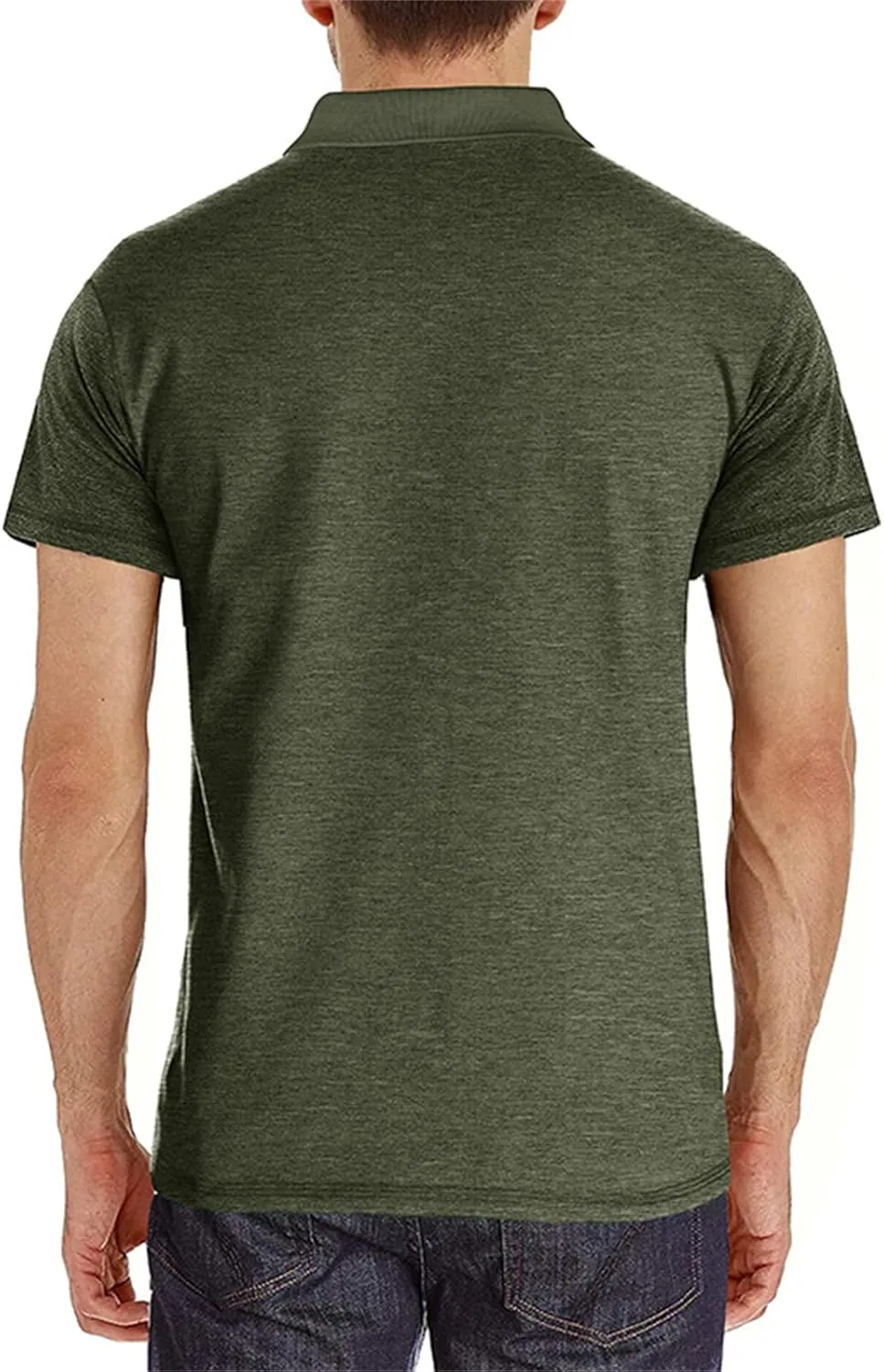 Mens Athletic Short Sleeve Polo Shirts Casual Moisture Wicking Golf Shirts Buttons Collared Solid T Shirts with Pocket