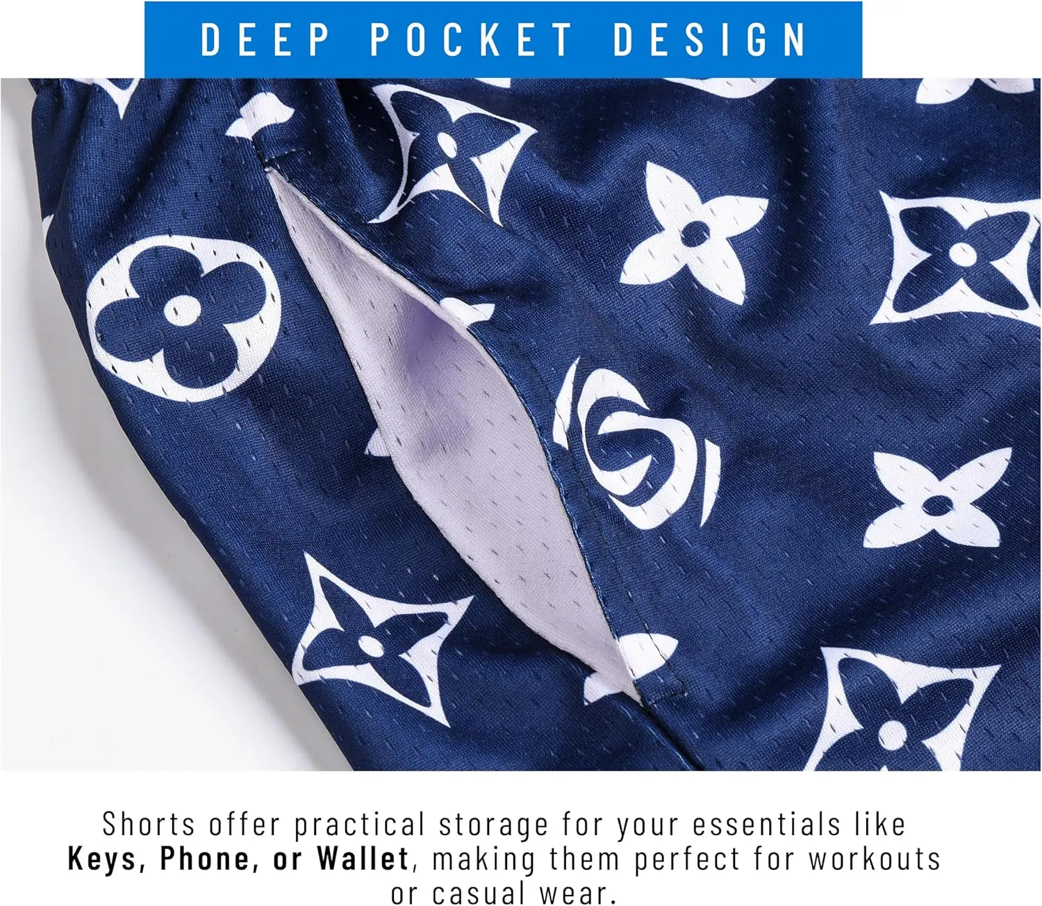 Men's Athletic Shorts - 100% Polyester, Mesh Shorts Quick Dry, Graphic Print Gym Shorts Men, Basketball Shorts for Men