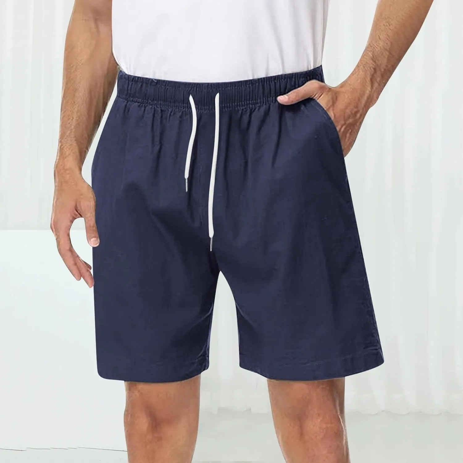 Mens Athletic Workout Shorts 5.5" Cotton Elastic Waist Joggers Casual Shorts Sports Sweat Shorts Men's Drawstring Walk Shorts