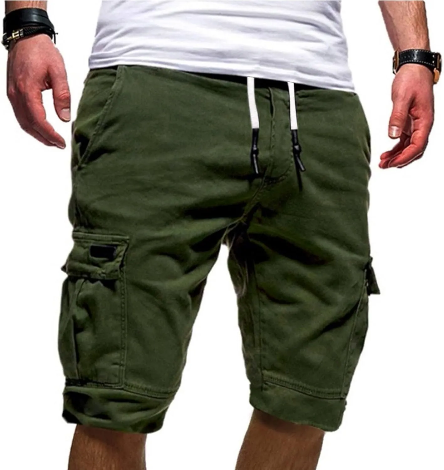 Mens Casual Cargo Shorts - 2025 Drawstring Stretch Summer Beach Shorts Chino Shorts Outdoor Hiking Shorts with 6 Pockets