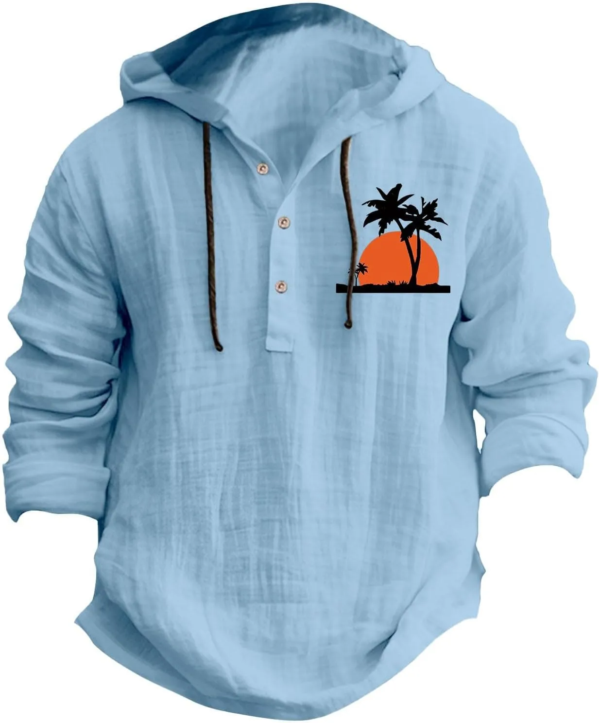 Men's Casual Cotton Linen Shirts Long Sleeve Hawaiian Plain Beach Travel T-Shirts Fashion Summer Outdoor Yoga Tops