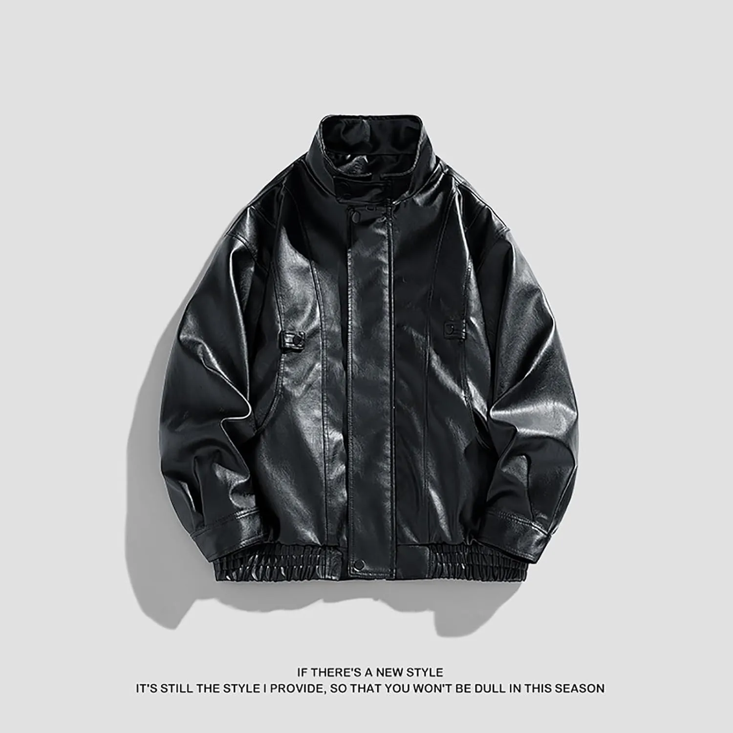 Mens Casual Fashion Streetwear Hip Hop Coats Faux Leather Jacket Lightweight Fashion Motorcycle Leather Jackets Coat