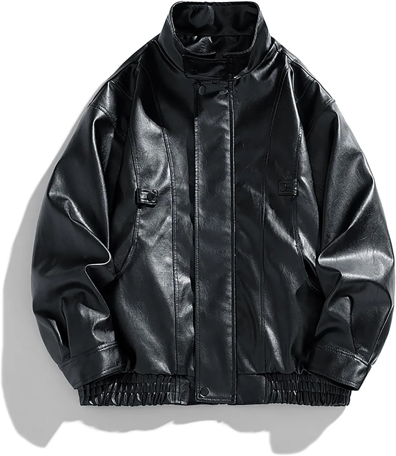 Mens Casual Fashion Streetwear Hip Hop Coats Faux Leather Jacket Lightweight Fashion Motorcycle Leather Jackets Coat
