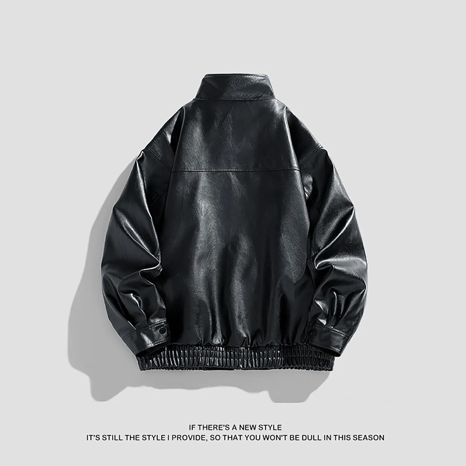 Mens Casual Fashion Streetwear Hip Hop Coats Faux Leather Jacket Lightweight Fashion Motorcycle Leather Jackets Coat